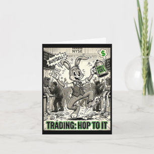 Trading-Hop zum vintage-cartoon-Börsentag Karte
