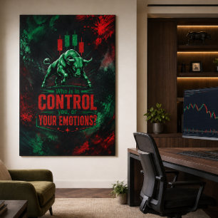 Trading-Psychologie Rot Grün Bullen-Kontroll-Desi Leinwanddruck