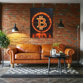 Trading Room Modernes Office Orange Bitcoin LOGO Leinwanddruck