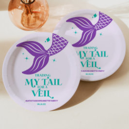 Trading Tail For Veil Mermaid Bachelorette Party Pappteller