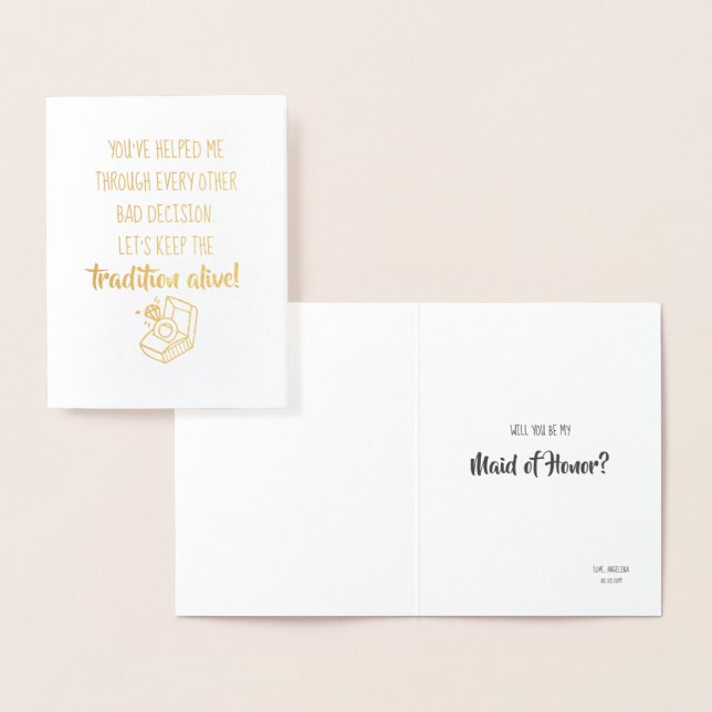 Tradition Alive Funny Bridesmaid oder Trauzeugin Folienkarte (Anzeige)