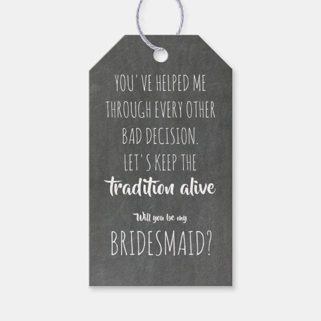 Tradition Alive - Vorschlag von Funny Bridesmaid Geschenkanhänger (Vorderseite)