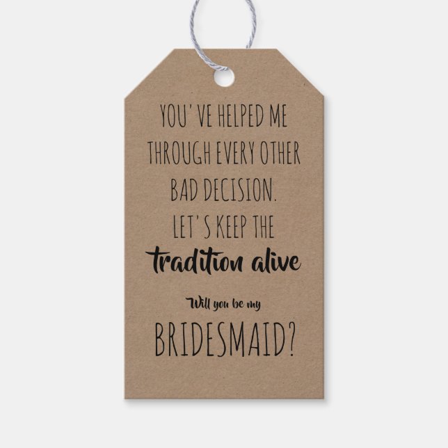 Tradition Alive - Vorschlag von Funny Bridesmaid Geschenkanhänger (Vorderseite)