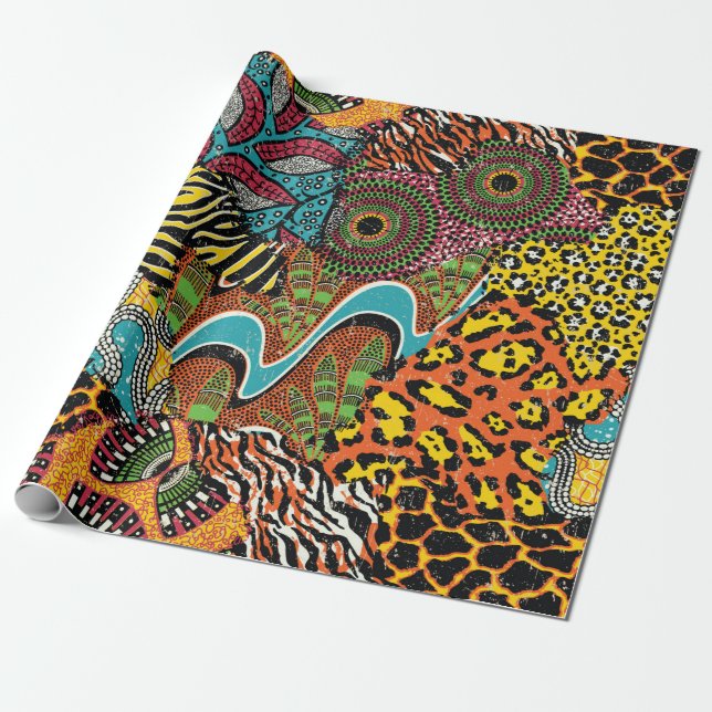 Traditional african fabric and wild animal skins p geschenkpapier (Ungerollt)