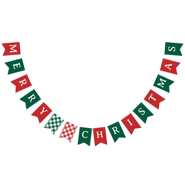 Traditional Basic Green Red Merry Christmas Wimpelkette (Alle)