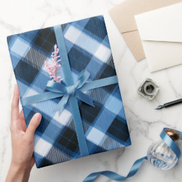 Traditional Blue Navy Check Sky Plaid Pattern Geschenkpapier