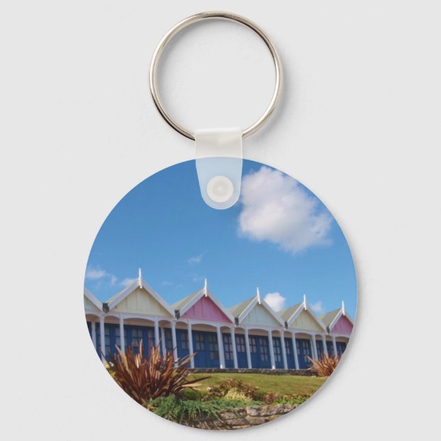 Traditional British Beachhuts Schlüsselanhänger (Vorderseite)