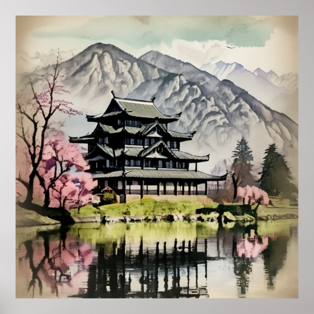 Traditional Castle On Lake Poster (Vorne)