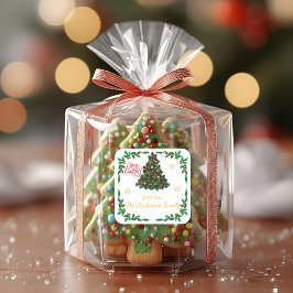 Traditional Christmas Holly Border Personalised Quadratischer Aufkleber