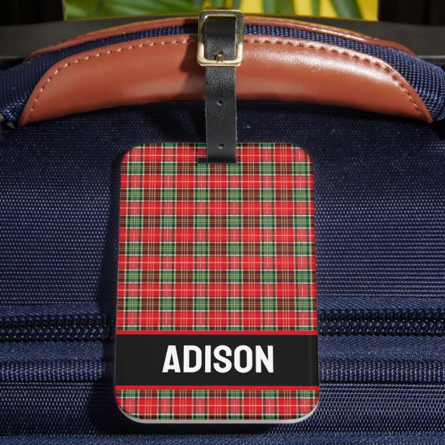 Traditional Christmas Plaid Gepäckanhänger (Vorderseite Insitu 2)
