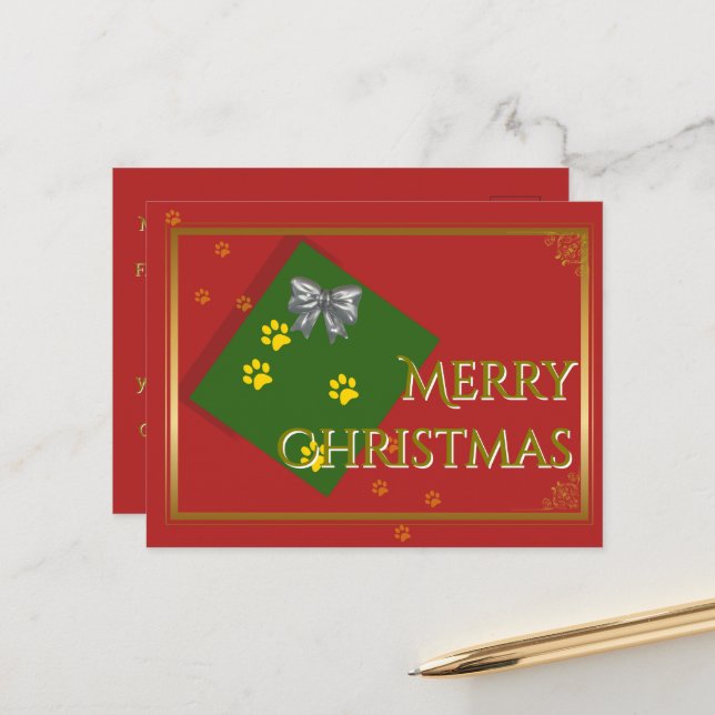 Traditional Christmas Postcard - Gold Typography Postkarte (Vorderseite/Rückseite Beispiel)