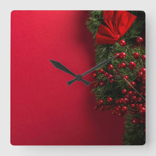 traditional christmas quadratische wanduhr