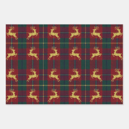 Traditional Christmas Reindeer Plaid Geschenkpapier Set