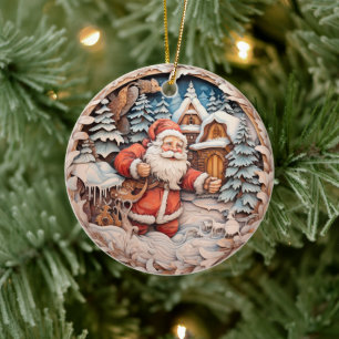 TRADITIONAL CHRISTMAS SANTA CLAUS KERAMIK ORNAMENT