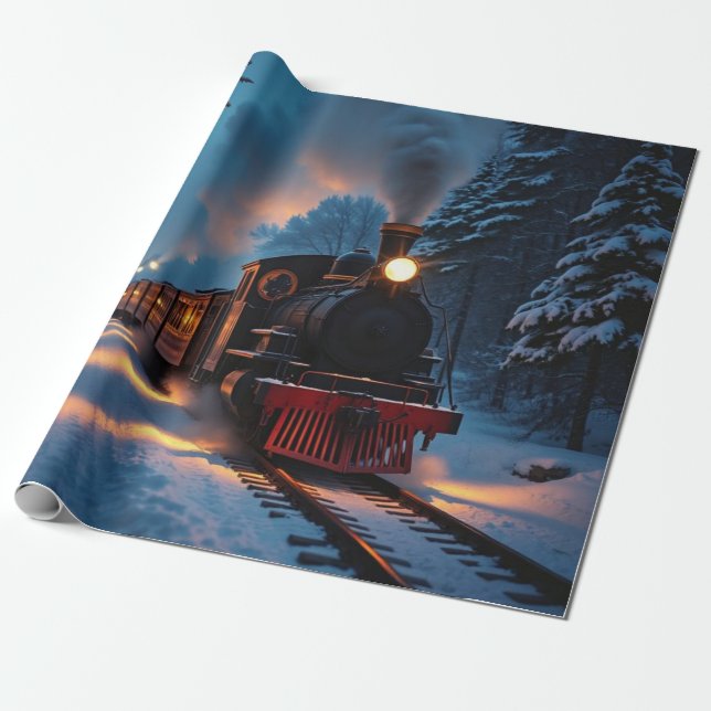Traditional Christmas Steam Train Winter Landscape Geschenkpapier (Ungerollt)