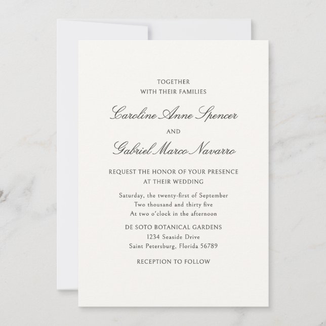 Traditional Classic Simplistic Wedding Invitation Einladung (Vorderseite)