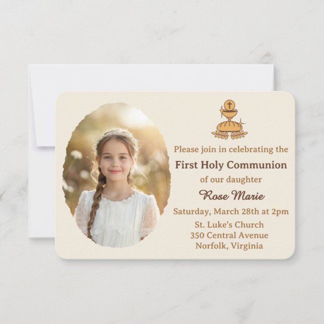 Traditional First Holy Communion Photo Einladung (Vorderseite)