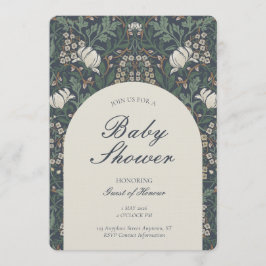 Traditional Floral Arts and Crafts Baby Shower Einladung