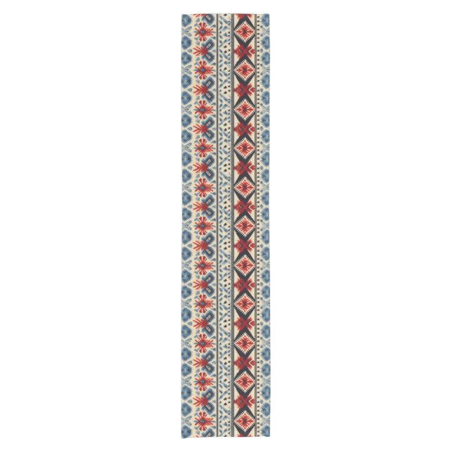 Traditional Folk Embroidery Stripe  Pattern Kurzer Tischläufer (Vorderseite)