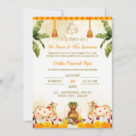 Traditional Griha Pravesh Invitation Card Einladung