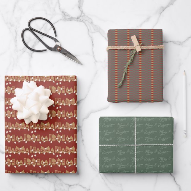 Traditional Holiday themed Geschenkpapier Set (Vorderseite)