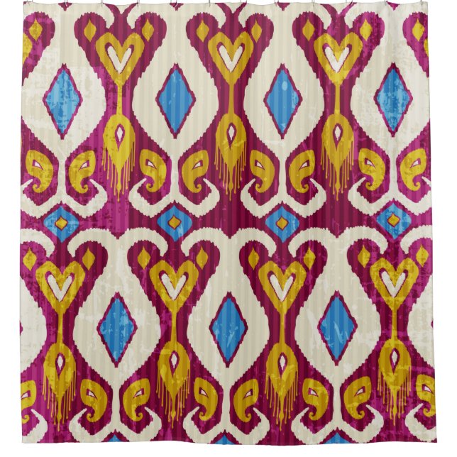 Traditional ikat fabric seamless pattern duschvorhang (Vorderseite)