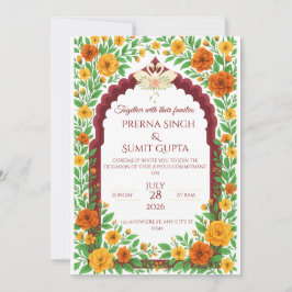 Traditional Indian Floral Wedding Invitation  Einladung