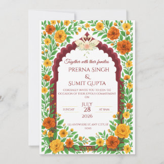 Traditional Indian Floral Wedding Invitation  Einladung