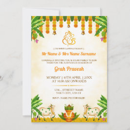 Traditional Indian Graha Pravesh Invitation Card Einladung