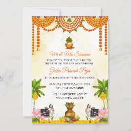 Traditional Indian Griha Pravesh Puja Invitation Einladung
