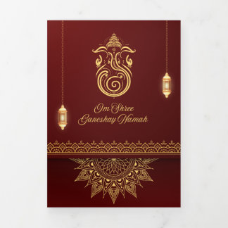 Traditional Indian wedding Card | 4-Page Folded C Dreifach Gefaltete Einladung