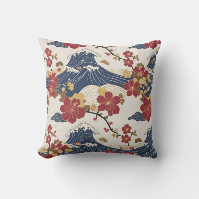 Traditional Japanese Kimono Pattern Kissen (Vorderseite)