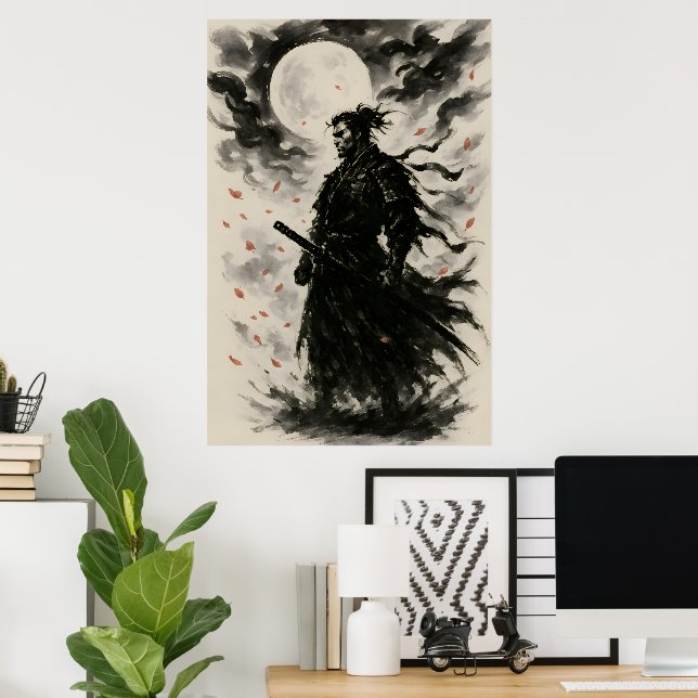 Traditional Japanese Samurai Warrior Poster | Ink  (Heimbüro)