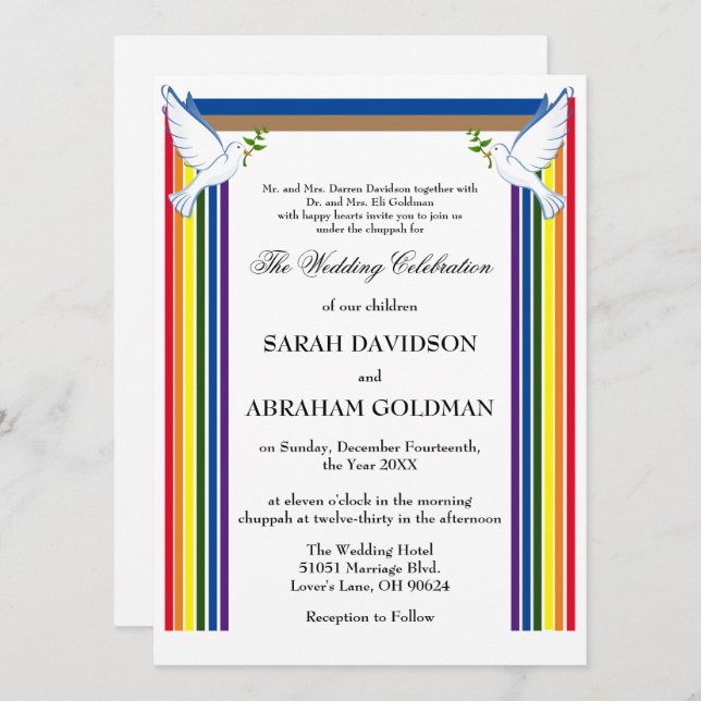 Traditional Jewish Wedding Invitations - Ark Einladung (Vorne/Hinten)