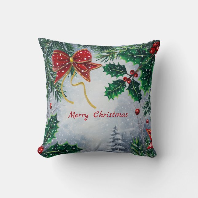 Traditional Merry Christmas Holidays Personalize  Kissen (Vorderseite)