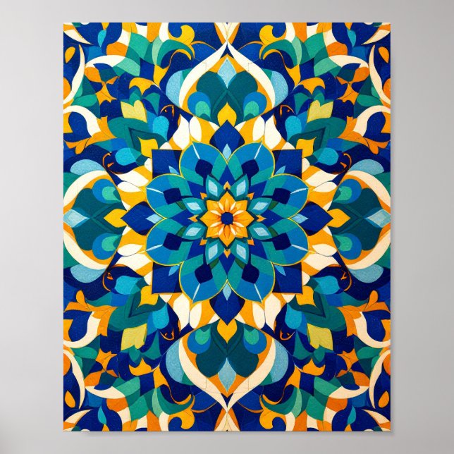 Traditional Moroccan Zillij Geometric Tile Pattern Poster (Vorne)