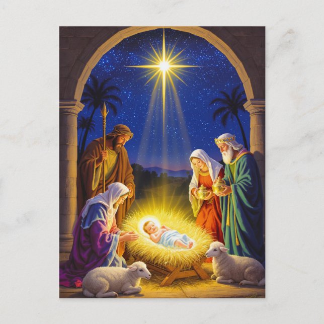 Traditional Nativity Holy Family Postkarte (Vorderseite)
