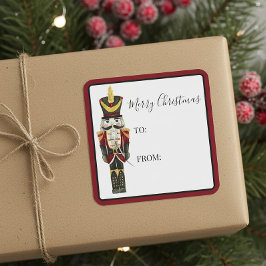 Traditional Nutcracker Christmas Holiday Gift Tag Quadratischer Aufkleber
