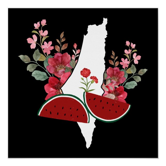 Traditional Palestine elements in palestine map Poster (Vorderseite)