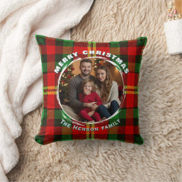 Traditional Personalized Family Photo Plaid Kissen