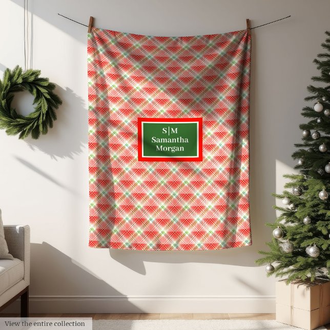Traditional Plaid Blanket Custom Monogram Gift Fleecedecke (Traditional Plaid Blanket Custom Monogram Gift)