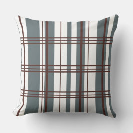 Traditional Plaid Smoke Grey, Deep Burgandy, White Kissen