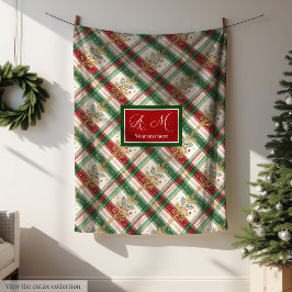 Traditional red and green watercolor gingham throw fleecedecke