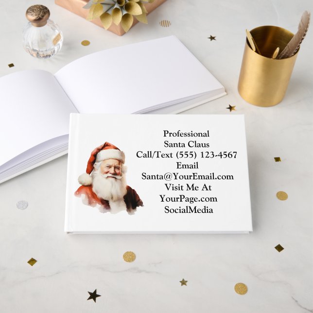 Traditional Santa Claus Business Card Gästebuch (Vorderseite Offen)