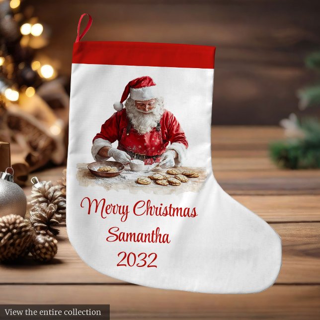 Traditional Santa Claus Cozy Red White Stocking Großer Weihnachtsstrumpf (Traditional Santa Claus Cozy Red White Stocking)