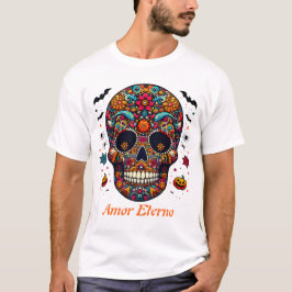 Traditional Sugar Skull Halloween Mexican Art T-Shirt