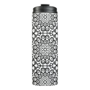 Traditional sunflower batik pattern ornamentscroll thermosbecher