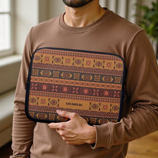 Traditional Terracotta Ethnic Tribal Boho Pattern Laptopschutzhülle (Von Creator hochgeladen)