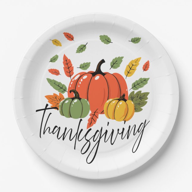 Traditional Thanksgiving Design Pappteller (Vorderseite)