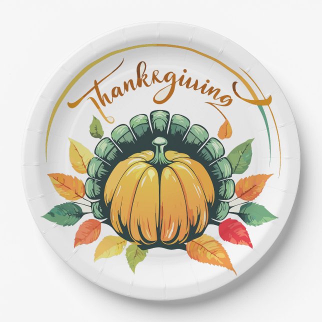 Traditional Thanksgiving Design Pappteller (Vorderseite)